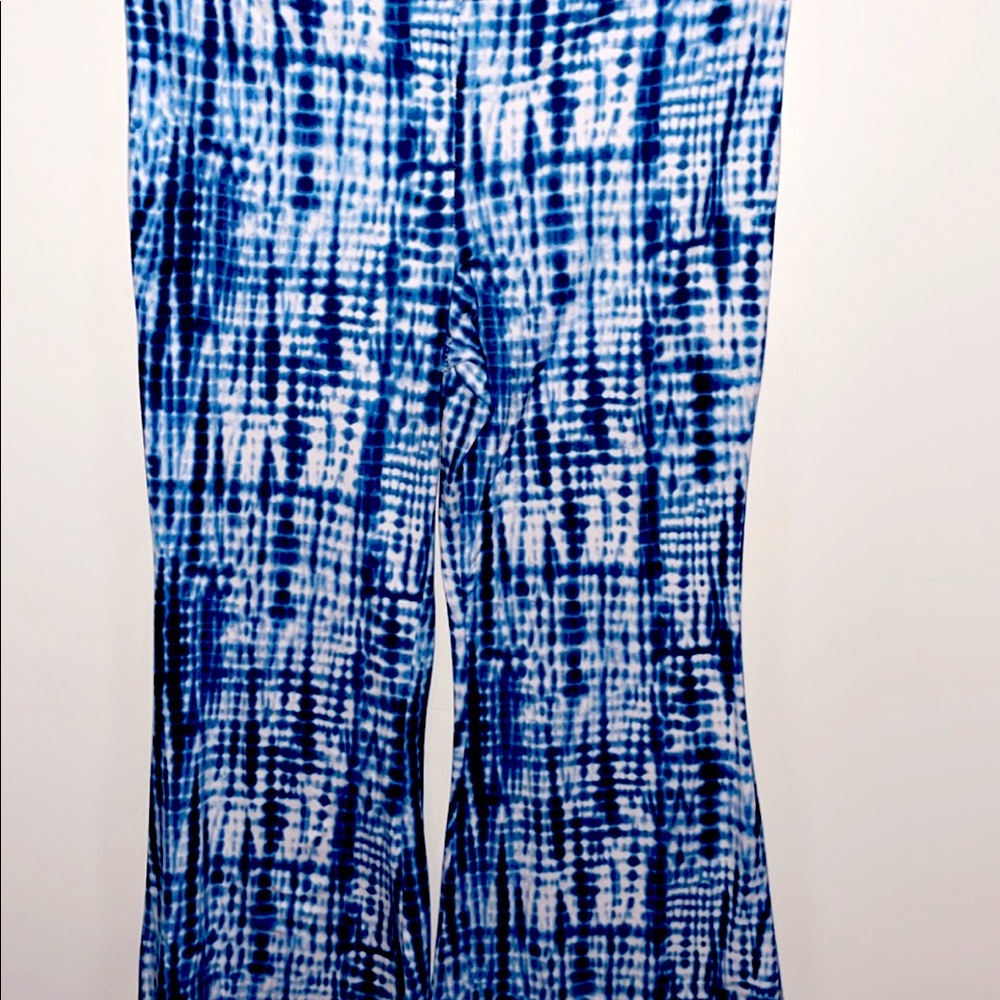 Blue yoga style flare pants